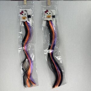 Halloween Hair Barrette Bang Clip Ghost Faux Hair Black Orange Purple Stripe Bow
